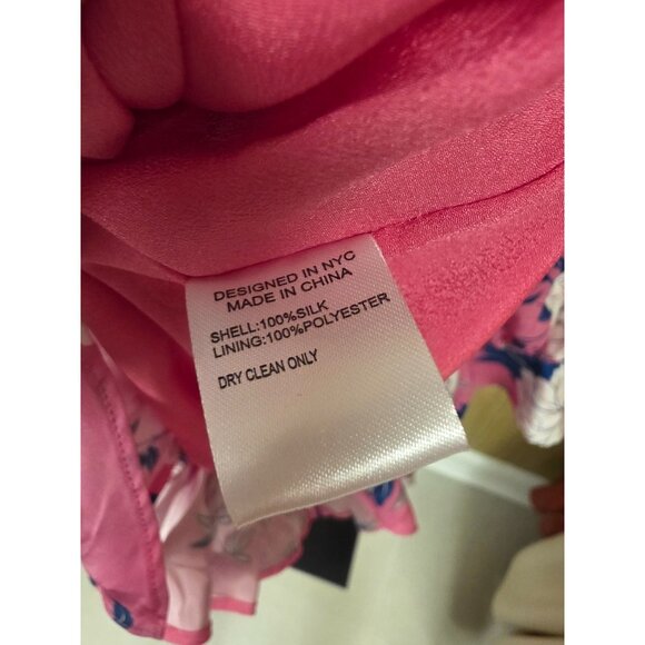 Yumi Kim Velvet Morning Hot Pink Daphne Dress Size 2 Floral Silk Long Sleeve - Picture 6 of 8